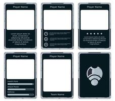 game card border template with paper cartoon theme and gray and black colors. for trading cards, cards in games vector