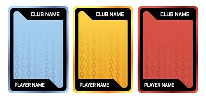 player card template with modern robot theme and three color pack option for trading card game, player card collection vector