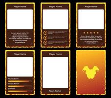 game card border template with hot magma theme and fiery red and yellow colors. for trading cards, cards in games vector