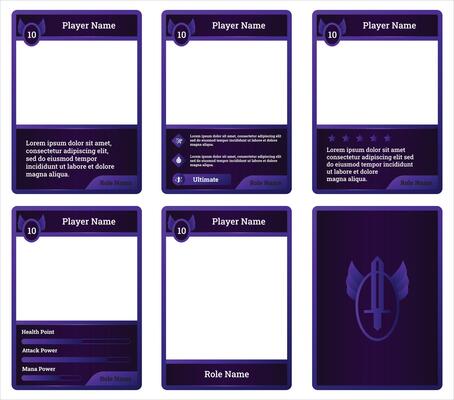 complete game card template with colosseum knight theme and purple and dark combination, for ui game, trading card game, and player collection card purposes. available with eps 10 file