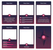complete game card template with spirit world theme and dark pink and purple color combination, for game ui, trading card game, and player collection card purposes. available with eps 10 files vector