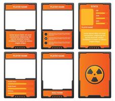 complete game card template with modern nuclear bomb theme and yellow color combination, for ui game, trading card game, and player collection card purposes. available with eps 10 file vector