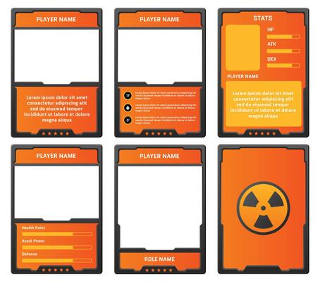 complete game card template with modern nuclear bomb theme and yellow color combination, for ui game, trading card game, and player collection card purposes. available with eps 10 file