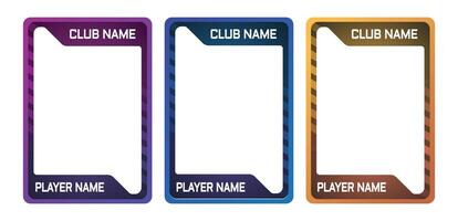game card template with three color pack option for trading card game, player card collection vector