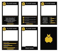 game card border template with geometric theme and yellow and black colors. for trading cards, cards in games vector