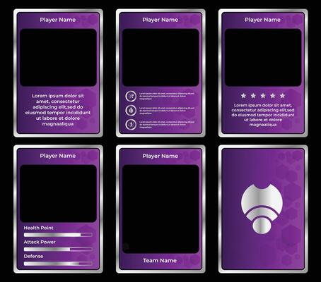 game card border template with fancy retro and modern mix theme and graduating purple color. for trading cards, cards in games