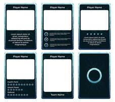 game card border template with lightning striking theme and gradation blue color. for trading cards, cards in games vector