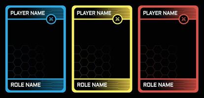 modern technology themed card game template with geometric patterns and three colors. card template, border template vector