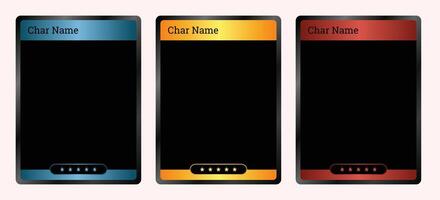 classic game card frame template with blue, gold and ruby colors, for card game template vector