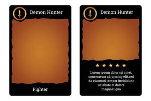 primitive cave themed card game template with yellow and black colors symbolizing ancient times. card template, border template vector