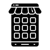 Editable designs icon of mobile shop vector