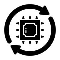design of microchip, solid icon vector