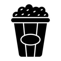 A solid design icon of popcorn buckets vector