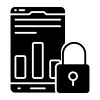 A solid design icon of data security vector