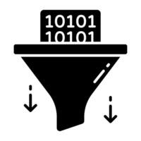 Conceptual solid design icon of binary data filtration vector