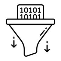 Conceptual line design icon of binary data filtration vector