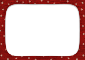 A Transparent square frame red with stars on a png