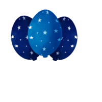 Three blue balloons with stars on them png