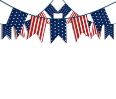 An american flag stripe and stars garland on Transparent background png