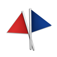 Two red and blue flags on a Transparent background png
