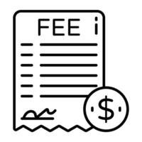 Conceptual line designs icon of fee slip vector