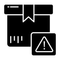 Carton with alert sign, of parcel error vector