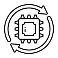 design of microchip, line icon vector