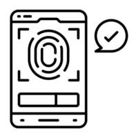 A premium download icon of mobile fingerprint scan vector