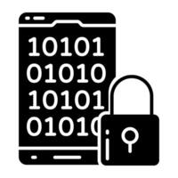 solid design icon of secure binary data vector