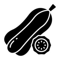 A solid design icon of zucchini fruit vector