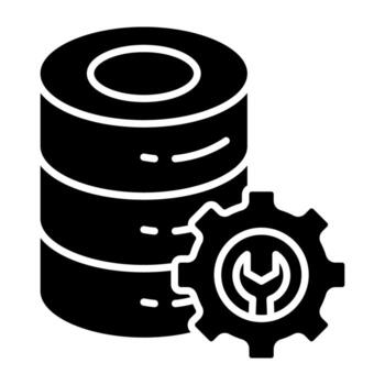 db estante con engranaje, icono de servidor ajuste Perfecto vector