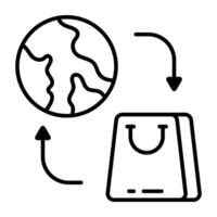 Conceptual linear icon of global shopping vector