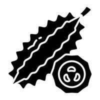A solid design icon of bitter gourd vector