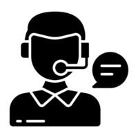 A solid design icon of customer service representative vector