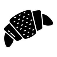 Bakery food icon, solid design of croissant vector