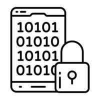 line design icon of secure binary data vector
