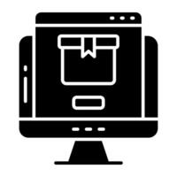 An icon of online parcel vector