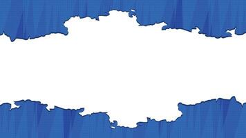 Bright Blue Torn Paper Border Frame with Halftone Texture vector