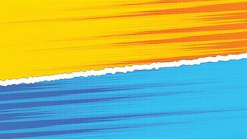 Abstract Yellow and Blue Torn Paper Layer Background with Comic Halftone Style vector