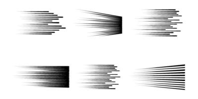 Speed line set fast motion manga comic effect. Simple anime texture background, icon. Horizontal sketch, superhero power. vector