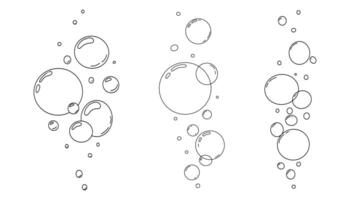 Bubbles fizzy doodle sketch hand drawn set. Line shampoo bubbles, champagne gas linear, air. Water balls. sparkles. vector