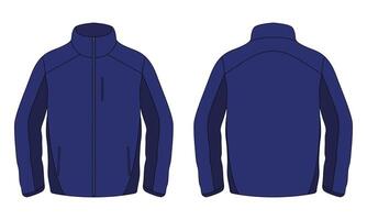 Navy jacket design front and back views vector