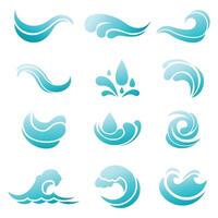Water wave and splash icons vector