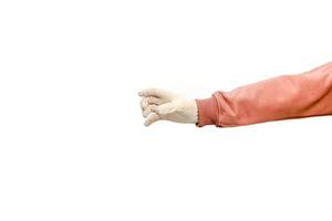 Isolated Arm with Glove Reaching to Grab or Pinch in a Professional Setting photo