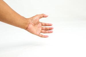 Open Hand Reaching Out on White Background - Ready to Receive or Offer Help photo