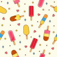 Colorful popsicle pattern on cream background vector