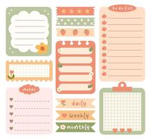 Colorful note templates for planning tasks vector