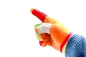 Expressive Gesture Against a Clean White Background, Focus on Direction and Guidance photo
