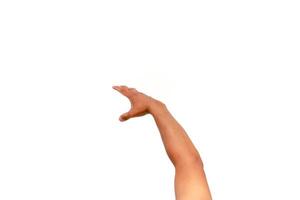 Hand reaching for something on a white background for commercial design concept photo