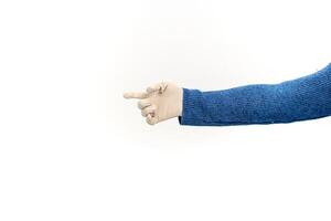 Hand in Glove Pointing Right - Isolated Shot Emphasizing Direction and Protection photo